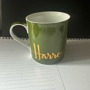 Harrods Green and Gold Mug - Rare Limited Edition